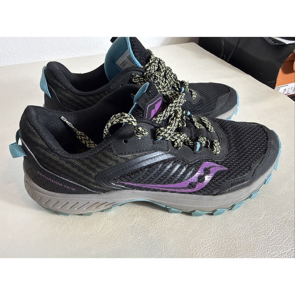 Saucony Excursion TR15 Black Raz Lime Size 8 Women's Trail Hiking Shoes READ DES